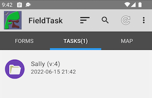 Mobile device screen showing a modified case as a purple folder icon